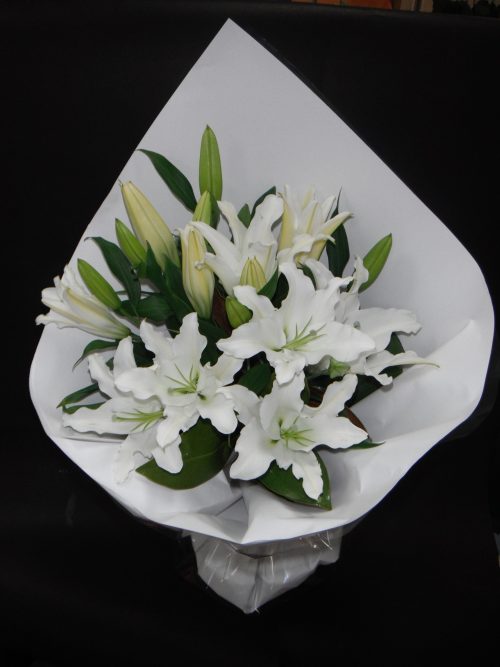 all white lily bouquet