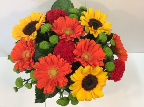 bright sunflower and gerbera bouquet